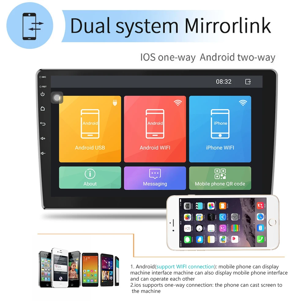 AMPrime Android двойной Din GPS автомобильное стерео радио 9 'ɲ.5D зеркало из закаленного