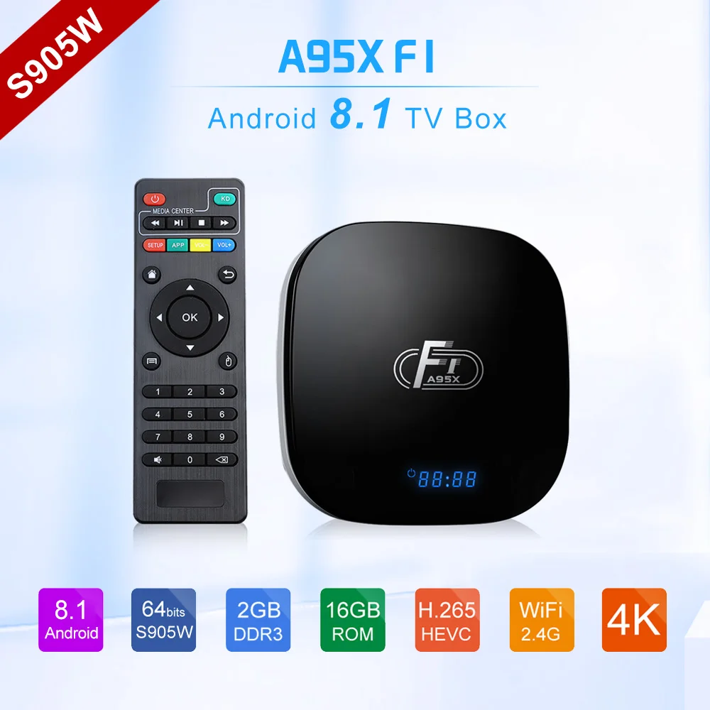 Android tv box A95X F1 2 ГБ 16 8 1 ТВ приставка четырехъядерный процессор поддержка H.265 4K 4 ГГц