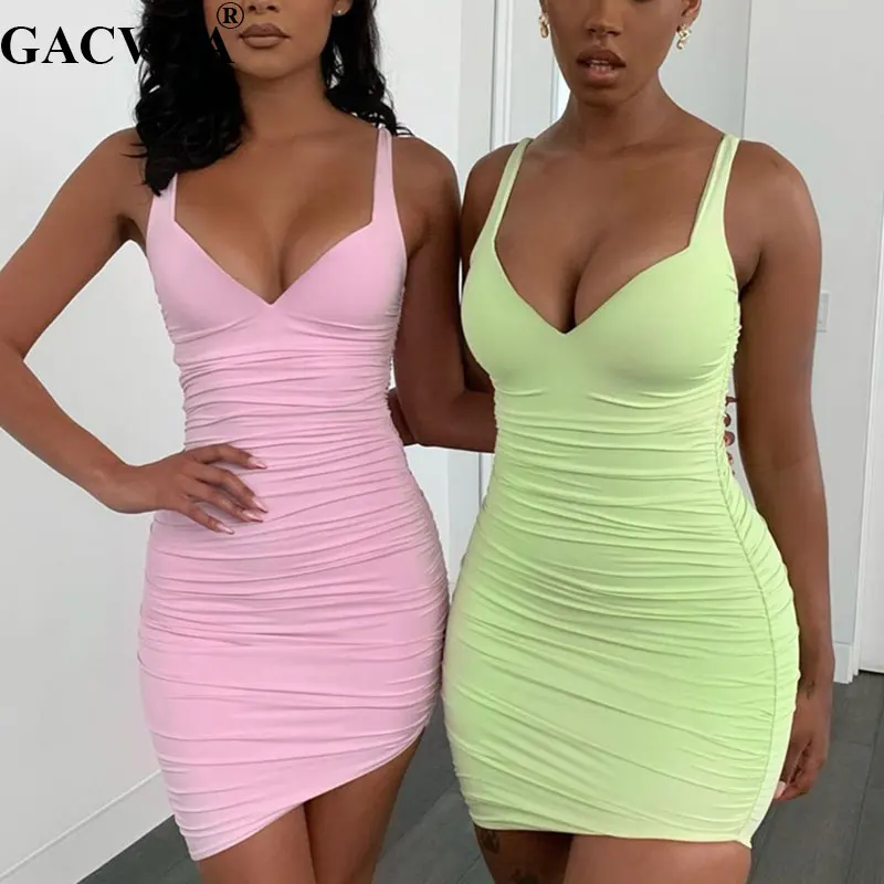 GACVGA 2020 Ruched Summer Bodycon Dress Women Spaghetti Strap Sexy Party Dress Pink Casual Pleated Dress Short Vestidos
GACVGA 2020 Ruched Summer Bodycon Dress Women Spaghetti Strap Sexy Party Dress Pink Casual Pleated Dress Short Vestidos