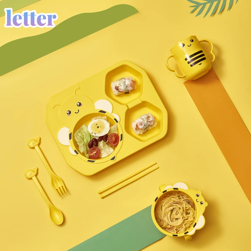 Children's Tableware Cute Cartoon Bee Plates 6-Piece Set Baby&Feeding Baby Dishes Plates For Food Ag+ Antibacterial Material 
Children's Tableware Cute Cartoon Bee Plates 6-Piece Set Baby&Feeding Baby Dishes Plates For Food Ag+ Antibacterial Material