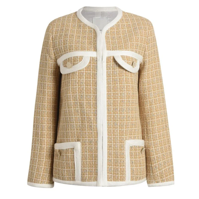 2021 Autumn Fashion Women Mid Long Tweed Jacket Vintage Plaid Office Ladies Twill Coat Loose Fit Colors Mixed Outerwear Jackets
2021 Autumn Fashion Women Mid Long Tweed Jacket Vintage Plaid Office Ladies Twill Coat Loose Fit Colors Mixed Outerwear Jackets