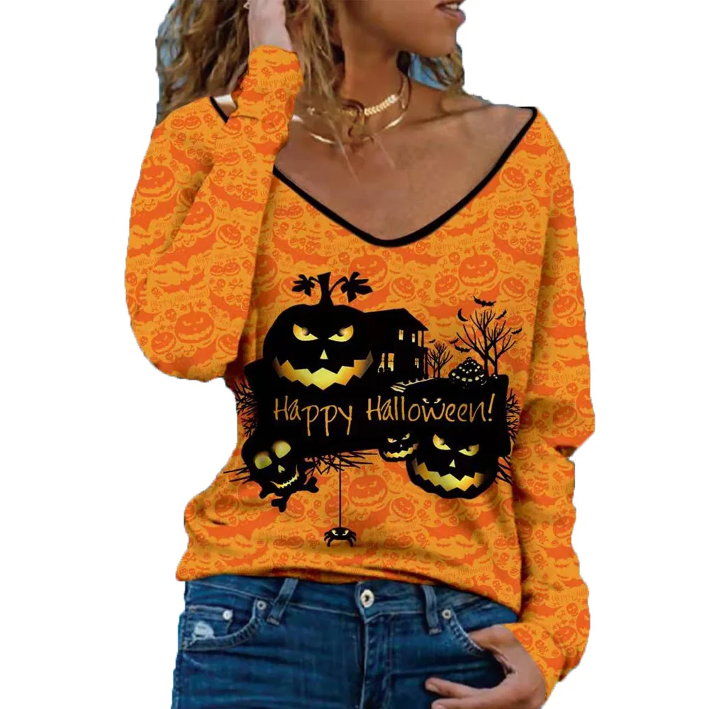 Women Halloween Pumpkin Printed T-shirt V Neck Casual Loose Pullover Festival Clothes Long Sleeve Loose Fit Tops Vintage Blouse
Women Halloween Pumpkin Printed T-shirt V Neck Casual Loose Pullover Festival Clothes Long Sleeve Loose Fit Tops Vintage Blouse