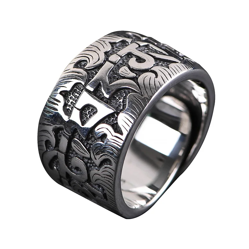 Real 925 Sterling Silver Vintage Rings For Men Tibetan Six Words Mantra Rings Buddhist Jewelry
Real 925 Sterling Silver Vintage Rings For Men Tibetan Six Words Mantra Rings Buddhist Jewelry