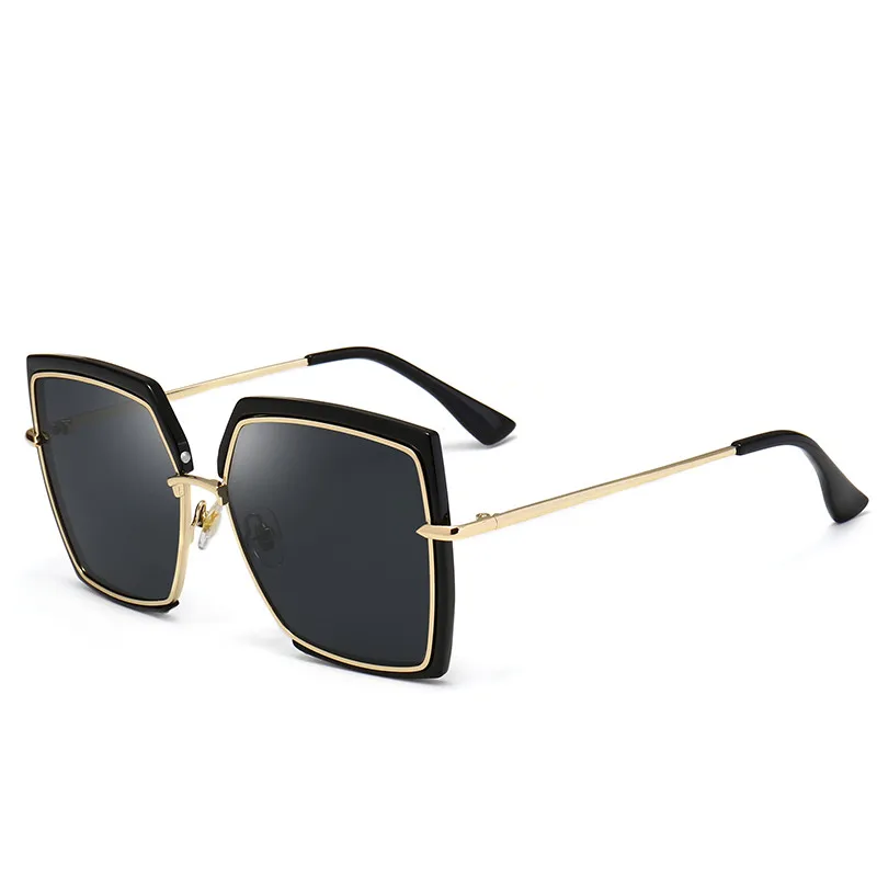 

Veshion Fashion Women Square Sunglasses Luxury Brand Designer Vintage Oversize Acetate Frame Oculos Eyewear Black Gray