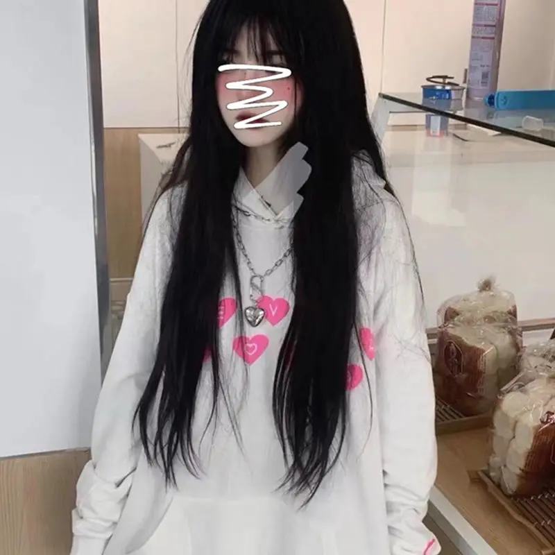 Women's Korean Fashion Polo Hoodie Kawaii Heart Print Graphic Sweatshirts Harajuku Loose Oversized Thick Pullovers
Women's Korean Fashion Polo Hoodie Kawaii Heart Print Graphic Sweatshirts Harajuku Loose Oversized Thick Pullovers