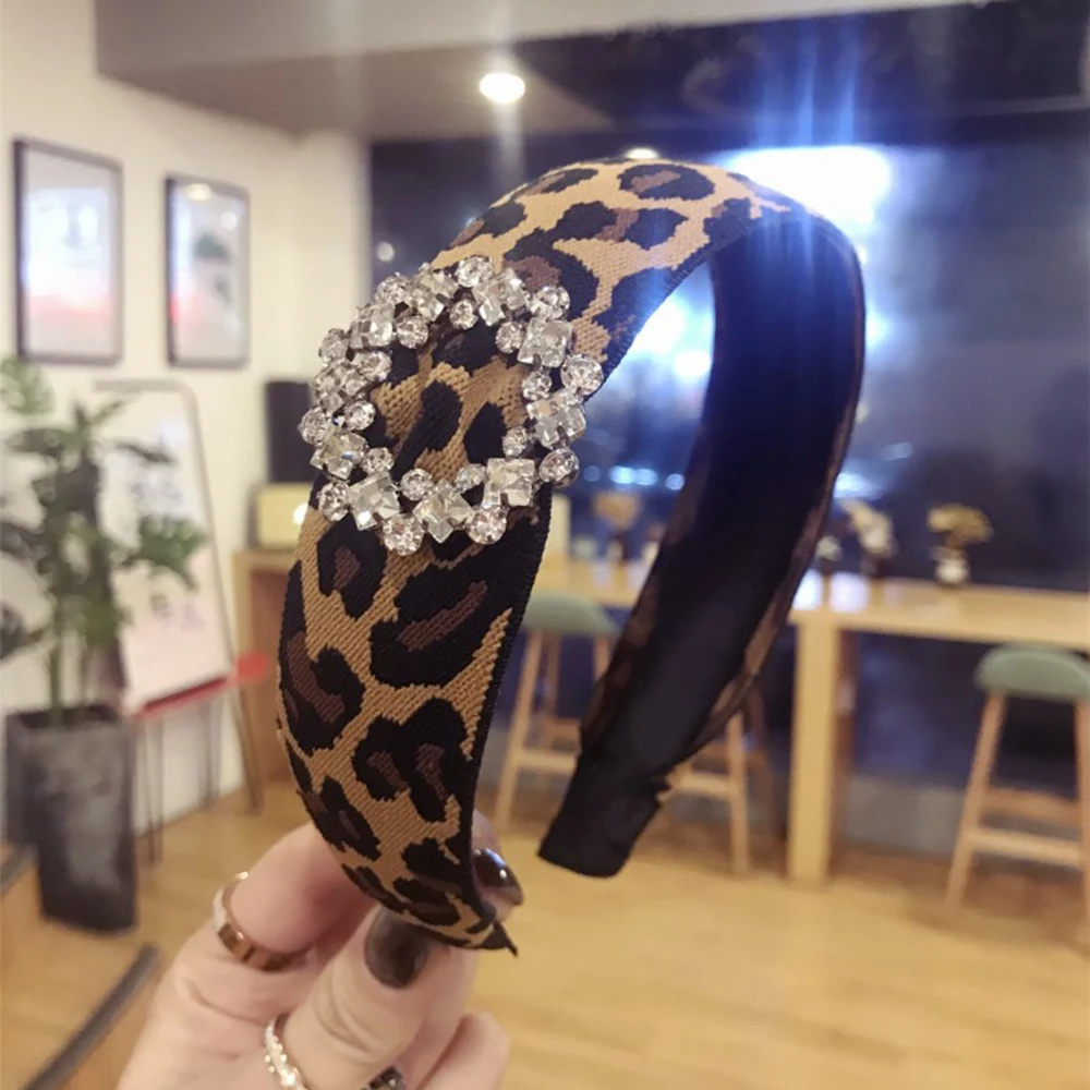Головная повязка с бусинами Супер Блестящая для волос леопардовым узором