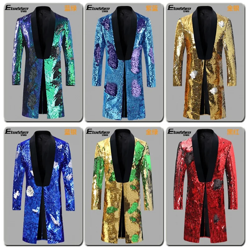 Men`s Sequins Jacket Suit Golden Blue Long Jacket Coat Carnival Cosplay Costume Stage Performance Costumes For Men Plus Size 5XL
Men`s Sequins Jacket Suit Golden Blue Long Jacket Coat Carnival Cosplay Costume Stage Performance Costumes For Men Plus Size 5XL