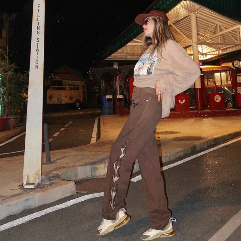 Brown embroidered jeans Women's High Street Retro Straight Leg Wide Leg jeans Hip Hop jeans Skateboard jeans Streetwear y2k jean
Brown embroidered jeans Women's High Street Retro Straight Leg Wide Leg jeans Hip Hop jeans Skateboard jeans Streetwear y2k jean