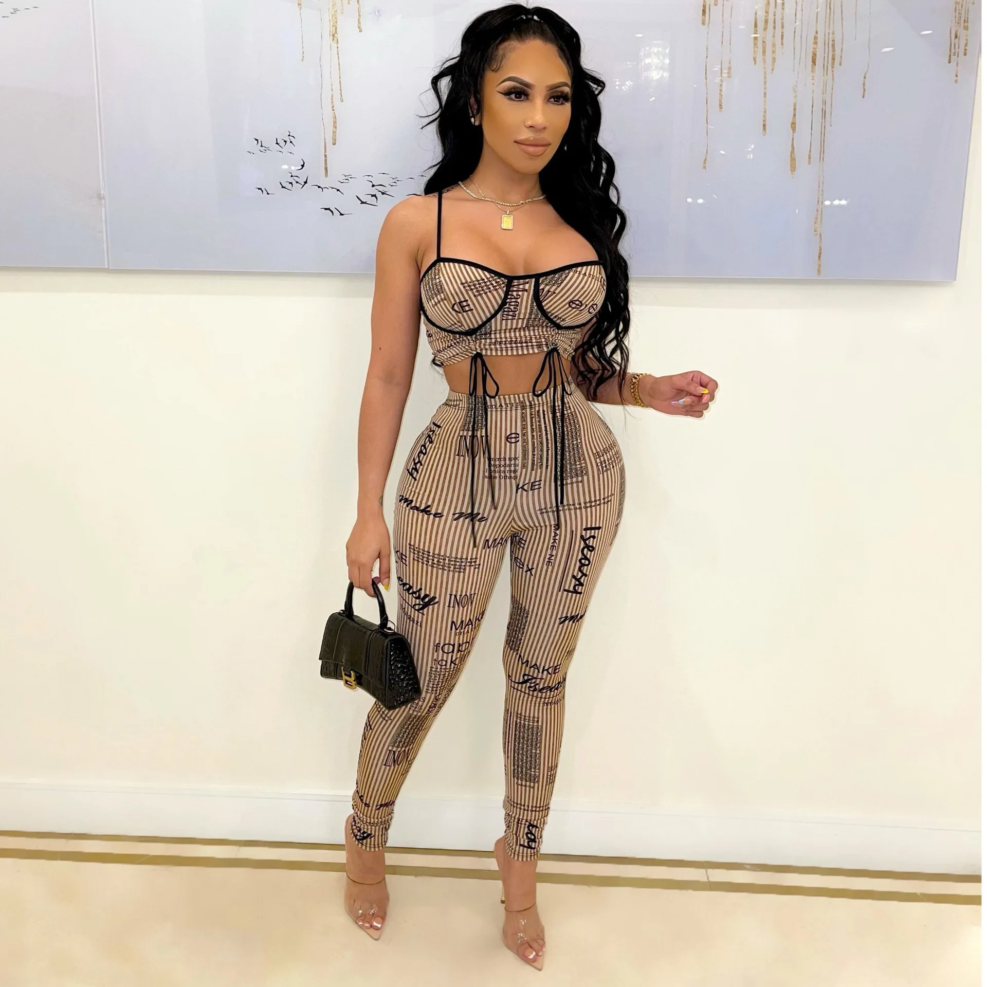 Women Two Piece Letter Printed Spaghetti Strap Crop Top & Slim Pants Set Sexy Outfit Summer
Women Two Piece Letter Printed Spaghetti Strap Crop Top & Slim Pants Set Sexy Outfit Summer