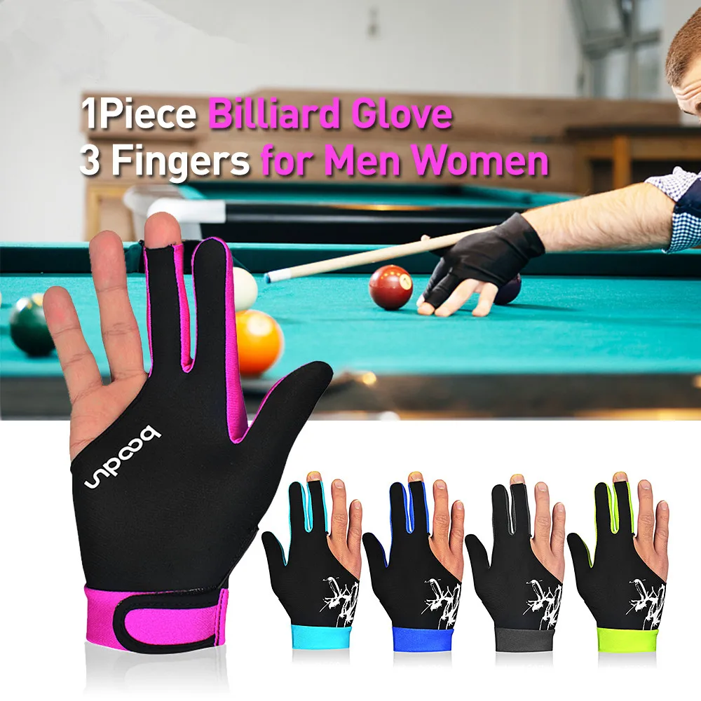 Sports gloves 1 piece billiard glove 3 finge rstick men's and women's shooting right left interchangeable
Sports gloves 1 piece billiard glove 3 finge rstick men's and women's shooting right left interchangeable