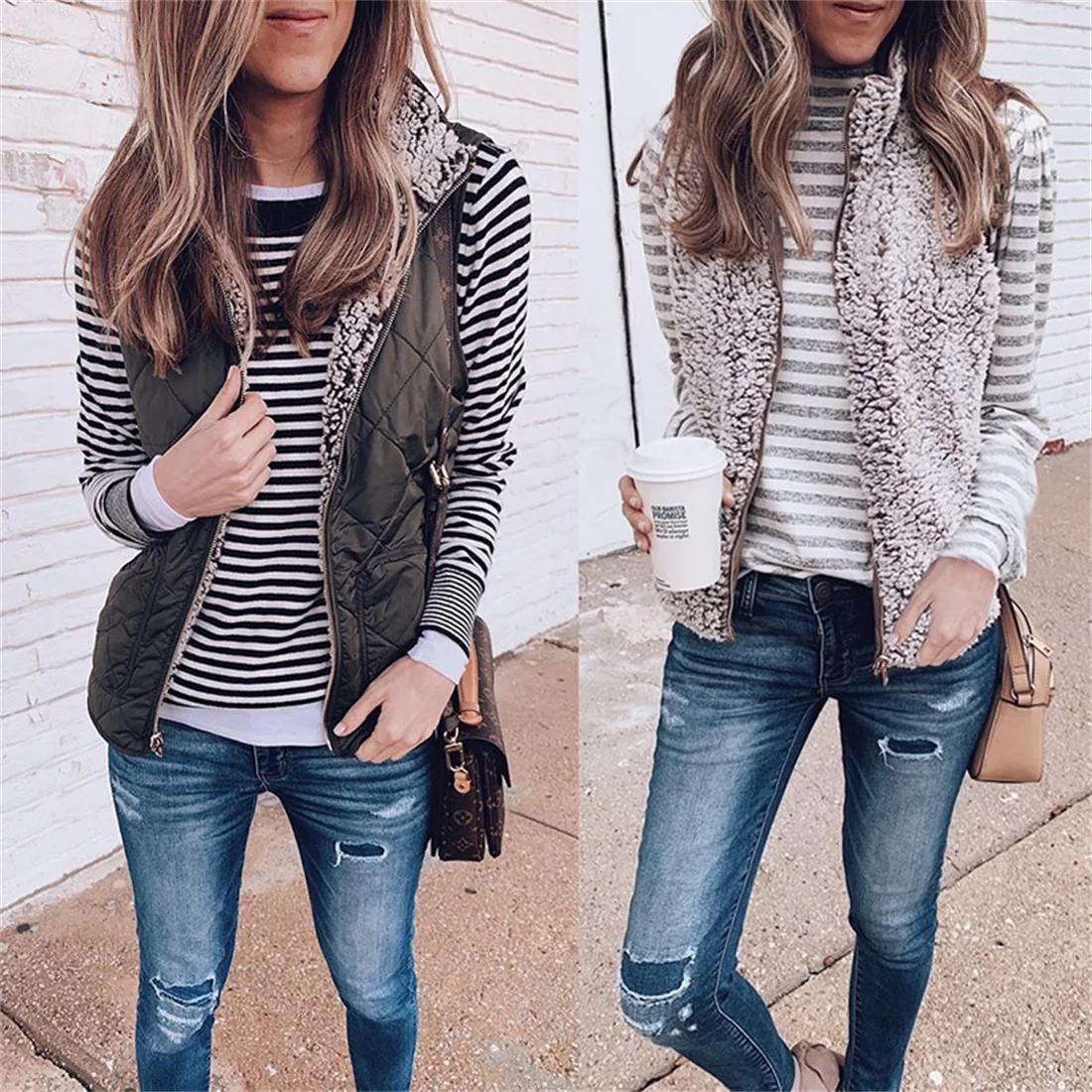 Women's Vest Coat Top Zipper Warm Jacket Outwear Casual Fashion Solid color Lapel Collar Wear On Both Sides Tops Coat Clothing
Women's Vest Coat Top Zipper Warm Jacket Outwear Casual Fashion Solid color Lapel Collar Wear On Both Sides Tops Coat Clothing
