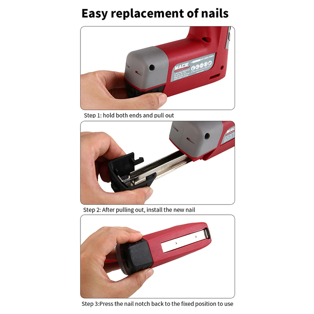 Electric Nail Gun 4.2V Power Brad Nailer Stapler Woodworking Straight Nail&Door Nail Staple Gun USB Rechargeable Lithium Battery
Electric Nail Gun 4.2V Power Brad Nailer Stapler Woodworking Straight Nail&Door Nail Staple Gun USB Rechargeable Lithium Battery