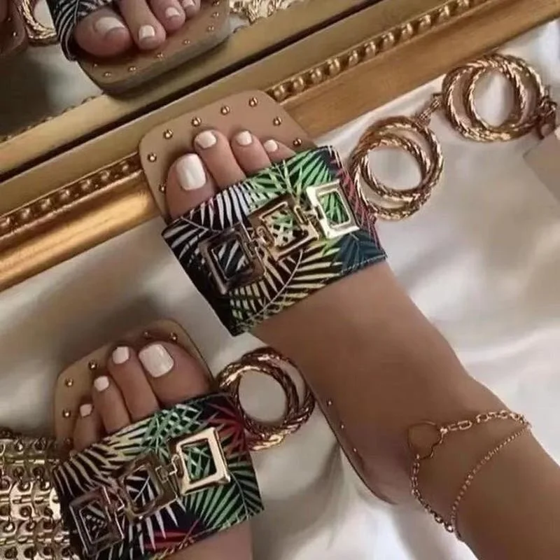 Home Flip Flop Summer New Style Flat Colored Gold Buckle Women's Sandals Outdoor Leisure Non-slip Beach Slippers Wild Slippers
Home Flip Flop Summer New Style Flat Colored Gold Buckle Women's Sandals Outdoor Leisure Non-slip Beach Slippers Wild Slippers