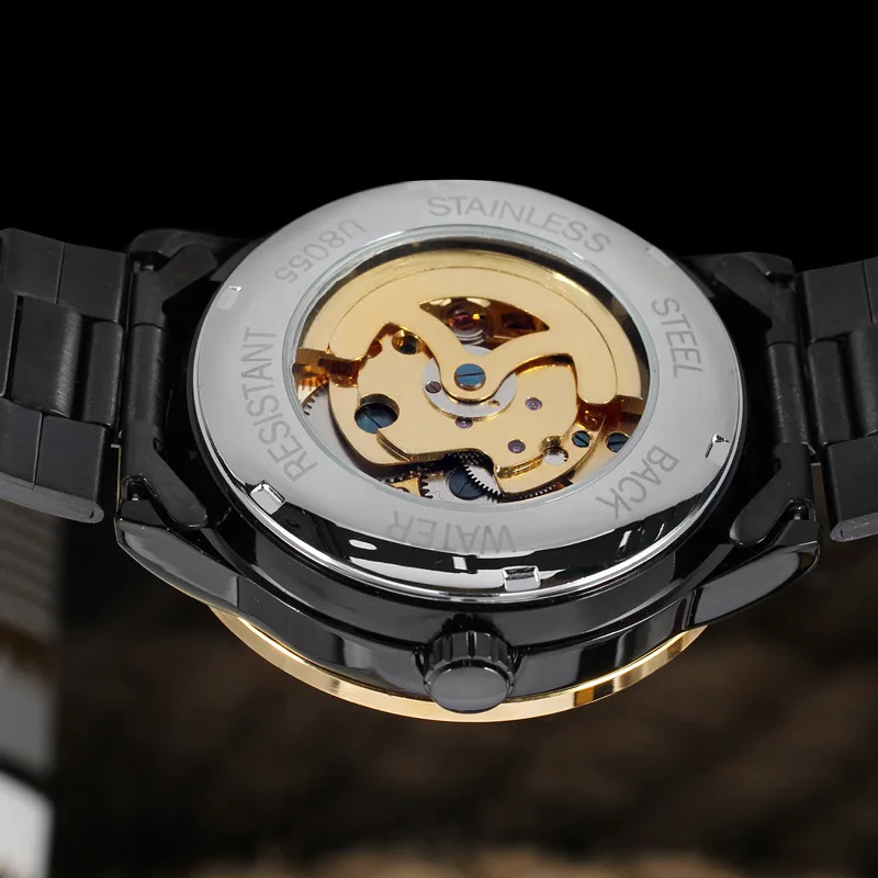TWinner8085 Hollow Brand Fully Automatic Mechanical Men's Steel Belt Fashion Watch Mechanical Watch