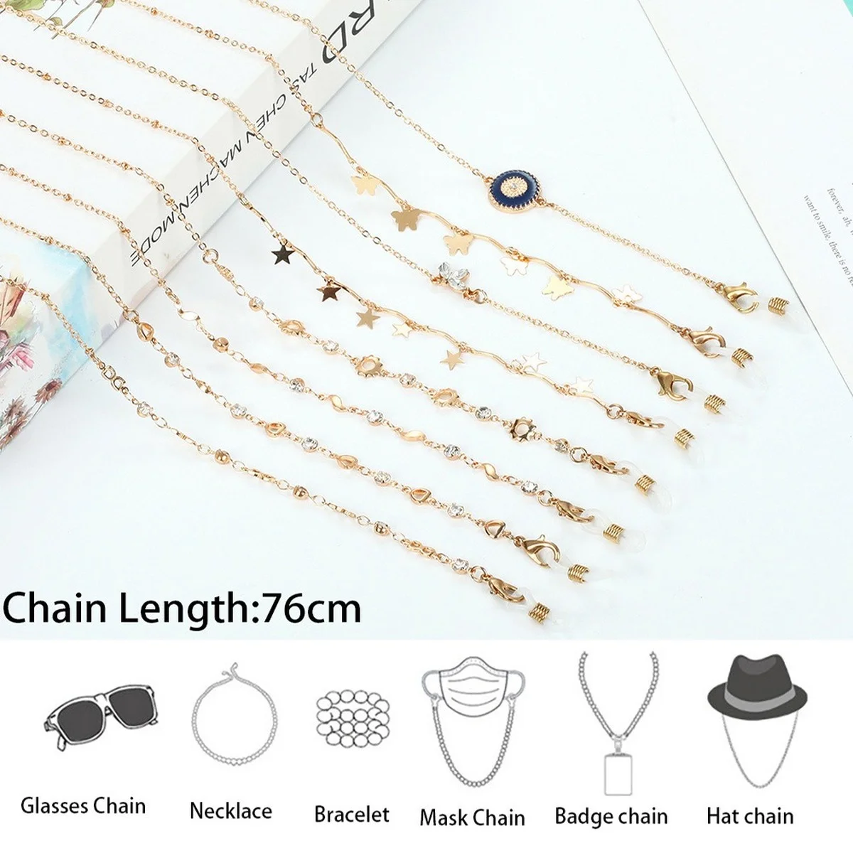 2021 Boho Style Five-pointed Star Butterfly Charm Sunglasses Mask Holder Lanyard Fashion Plum Love Zircon Reading Glasses Chain
2021 Boho Style Five-pointed Star Butterfly Charm Sunglasses Mask Holder Lanyard Fashion Plum Love Zircon Reading Glasses Chain