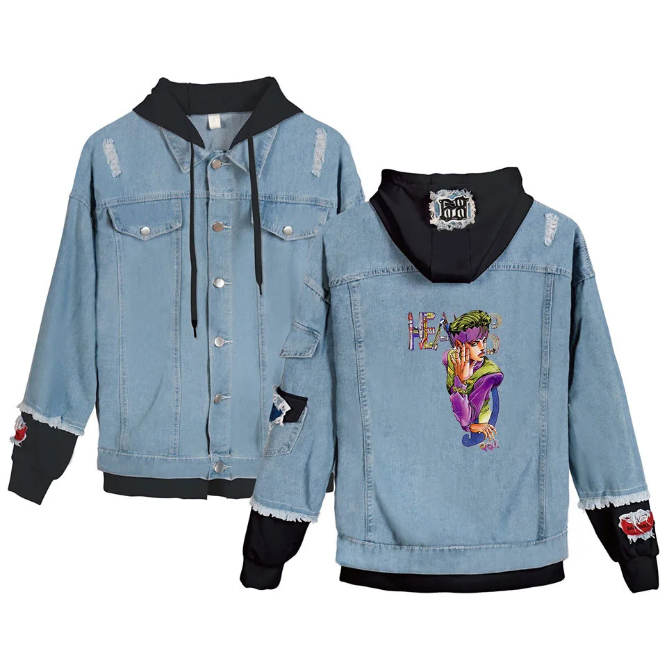 Anime JOJO Bizarre Adventure Women Jeans Jacket Mens Bomber Jackets Men Hip Hop Man Vintage Hooded Denim Jacket Coat Streetwear
Anime JOJO Bizarre Adventure Women Jeans Jacket Mens Bomber Jackets Men Hip Hop Man Vintage Hooded Denim Jacket Coat Streetwear
