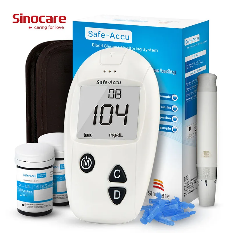 Sinocare Safe-Accu Blood Glucose Meter Glucometer and 25 seperate Test Strips Needles Sugar Monitor Diabetes Tester
Sinocare Safe-Accu Blood Glucose Meter Glucometer and 25 seperate Test Strips Needles Sugar Monitor Diabetes Tester