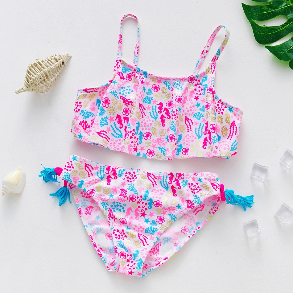 5-14Y Kids Bikini set High quality Girls Swimming outfit Two pieces Swimsuit Children Swimwear Bathing suit | Спорт и развлечения