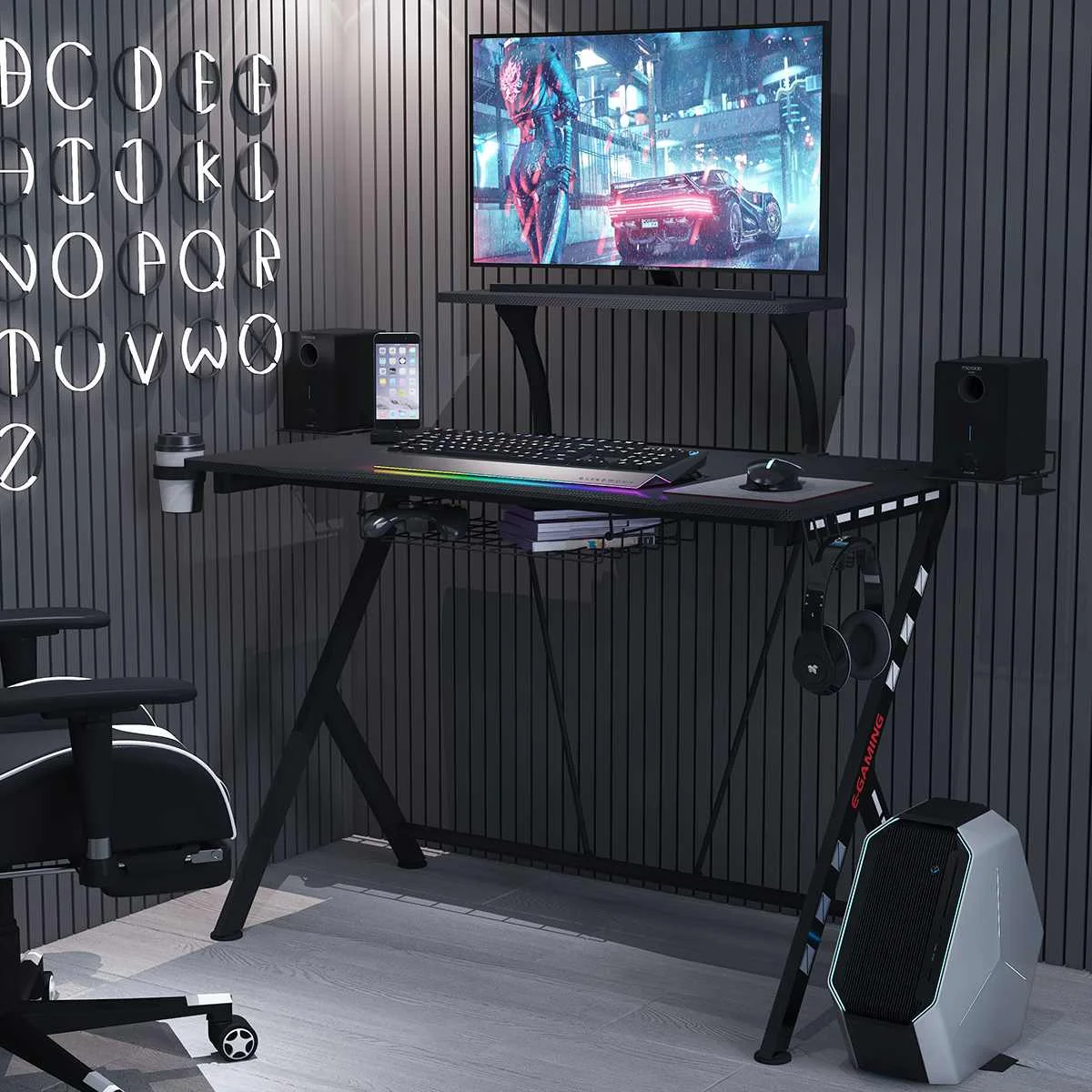 2 Layer E-sports Computer Desk Study Desk Gamer Work Station Desk with Rack Holder Frame For Home Office Gamer Workstation
2 Layer E-sports Computer Desk Study Desk Gamer Work Station Desk with Rack Holder Frame For Home Office Gamer Workstation