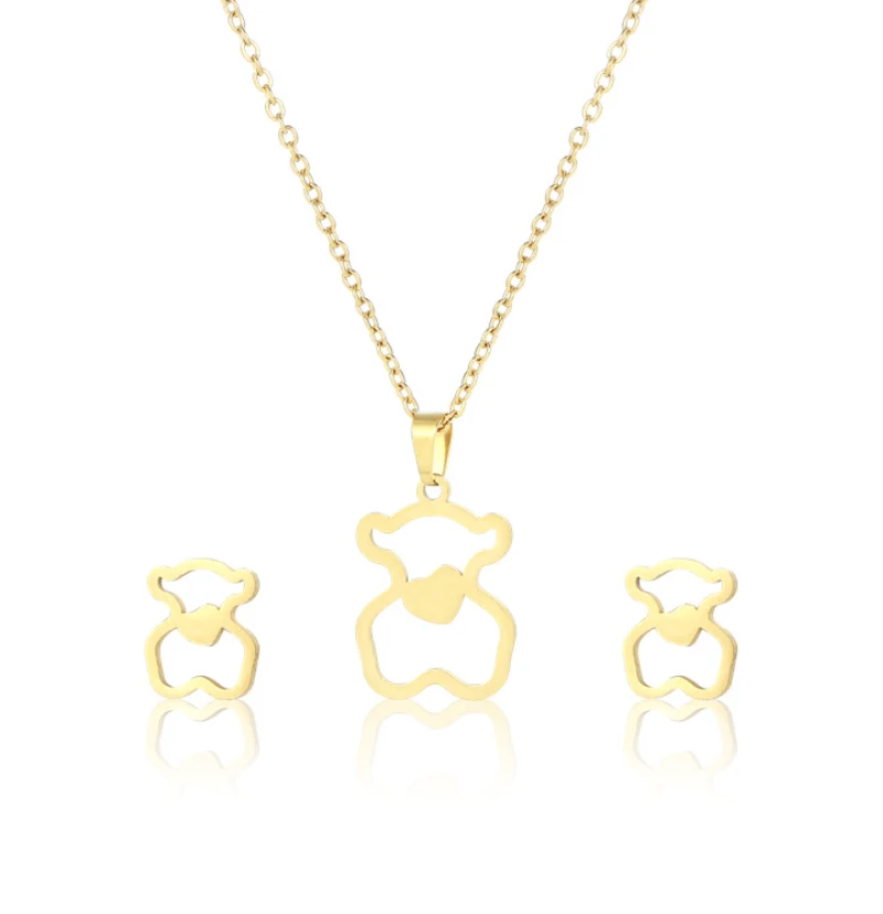 Stainless Steel Bear Crown Butterfly Notes Jewelry Sets Female Accessories Wholesale Gold Color Chain Necklace Pendant Earring
Stainless Steel Bear Crown Butterfly Notes Jewelry Sets Female Accessories Wholesale Gold Color Chain Necklace Pendant Earring