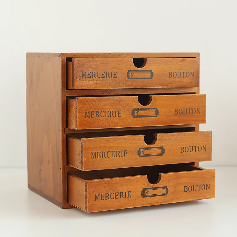 Деревянный ящик для хранения в стиле ретро офисный настольный шкаф отделочная