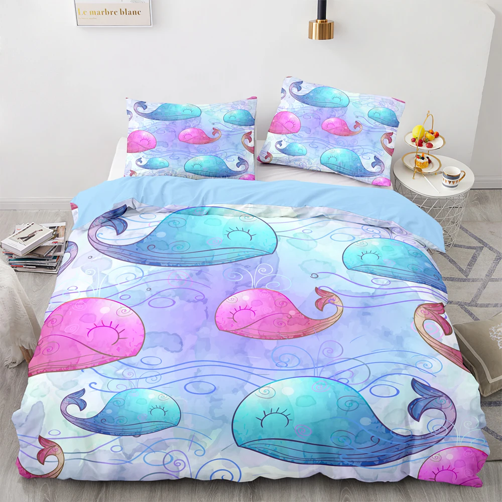 Princess Style Bedding Set Colorful Whale Print Duvet Cover Bed with Pillowcase for Twin Double Size Quality Home Textiles
Princess Style Bedding Set Colorful Whale Print Duvet Cover Bed with Pillowcase for Twin Double Size Quality Home Textiles