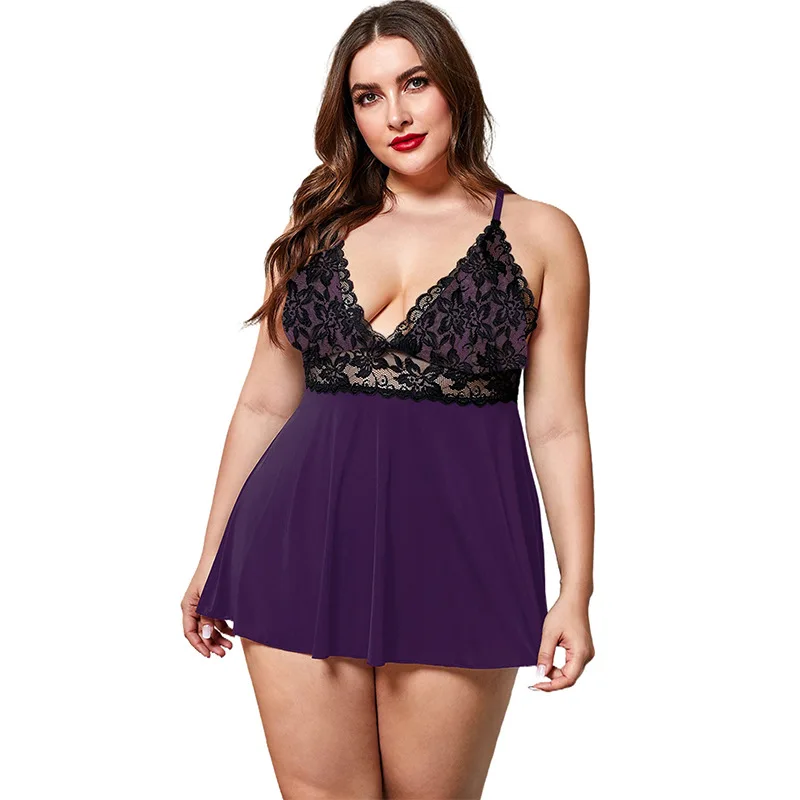 New Dress Women's Pajamas One Piece Set Suits With Skirt Deep V Lace Sexy Lingerie Summer Clothing Plus Size
New Dress Women's Pajamas One Piece Set Suits With Skirt Deep V Lace Sexy Lingerie Summer Clothing Plus Size