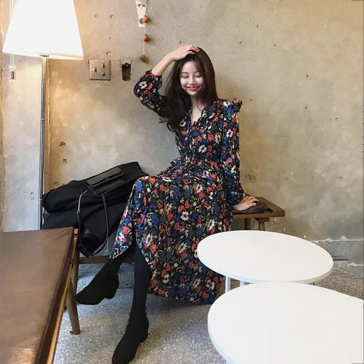 2020 New Spring Round Collar Long Sleeve Flowers Printing Vintage Fashion Loose Chic Korean Women Dress
2020 New Spring Round Collar Long Sleeve Flowers Printing Vintage Fashion Loose Chic Korean Women Dress