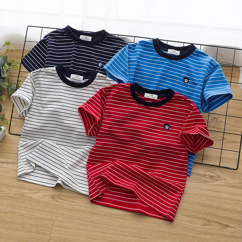 Boys' T-shirt cotton summer 2021 new children's short-sleeved large children's round neck summer stripes TZ37
Boys' T-shirt cotton summer 2021 new children's short-sleeved large children's round neck summer stripes TZ37