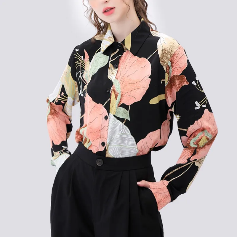 New Long-sleeved Women Blouse Chiffon Western Style Small Shirt Age-reducing Printing Shirt
New Long-sleeved Women Blouse Chiffon Western Style Small Shirt Age-reducing Printing Shirt