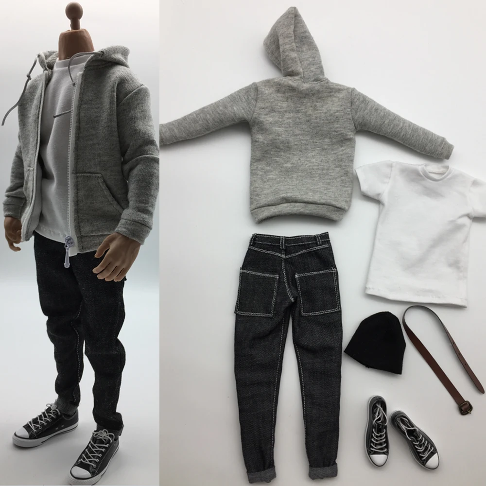 1/6 Sport Clothes Three-piece suit Gray Cardigan Sweatshirt Jeans Suit Set With canvas Shoes Cap Model for 12'' Action Figure
1/6 Sport Clothes Three-piece suit Gray Cardigan Sweatshirt Jeans Suit Set With canvas Shoes Cap Model for 12'' Action Figure