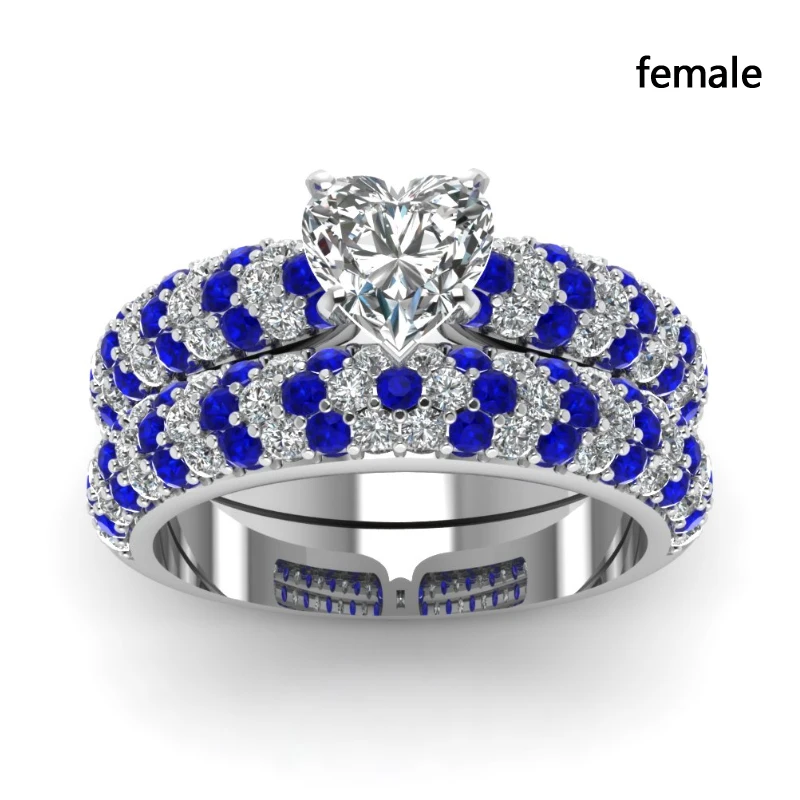 Модные парные кольца из нержавеющей стали синее мужское кольцо женский набор