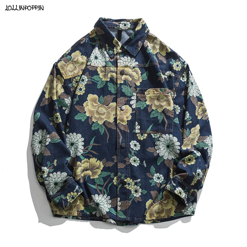 Allover Floral Print Men Denim Shirt Turn Down Collar 2021 New Chest Pocket Mens Casual Loose Jean Shirt Long Sleeves
Allover Floral Print Men Denim Shirt Turn Down Collar 2021 New Chest Pocket Mens Casual Loose Jean Shirt Long Sleeves