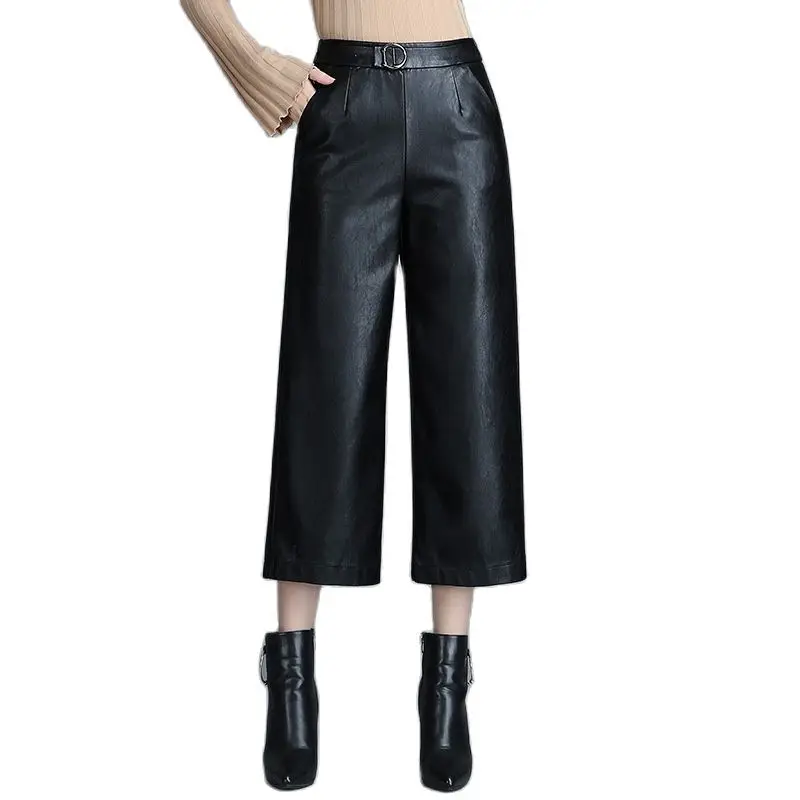 Plus Size Autumn and Winter PU Leather Calf Length Pants Women Thin High Waist Wide Straight Leg Loose Casual Trousers
Plus Size Autumn and Winter PU Leather Calf Length Pants Women Thin High Waist Wide Straight Leg Loose Casual Trousers