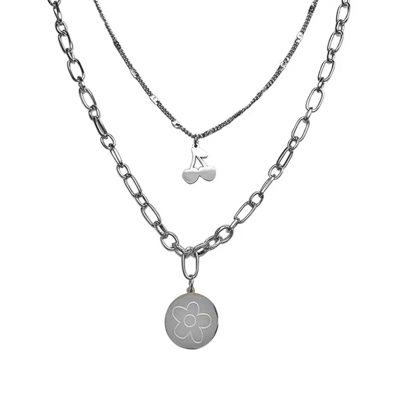 POTCET Women's Stainless Steel Cherry Flower Titanium Steel Necklace Pendant Geometric Retro Fashion Hip Hop Party Jewelry
POTCET Women's Stainless Steel Cherry Flower Titanium Steel Necklace Pendant Geometric Retro Fashion Hip Hop Party Jewelry