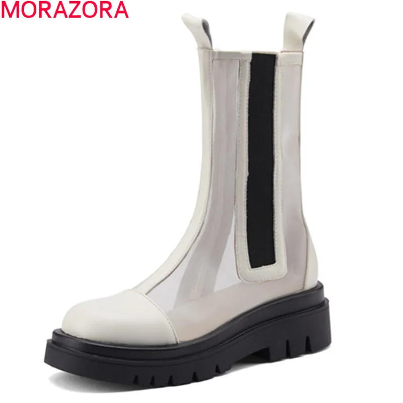 MORAZORA 2021 Genuine Leather Chelsea Boots Women Thick Heels Round Toe Platform Ankle Boots Spring Summer Cut Outs Women Boots
MORAZORA 2021 Genuine Leather Chelsea Boots Women Thick Heels Round Toe Platform Ankle Boots Spring Summer Cut Outs Women Boots