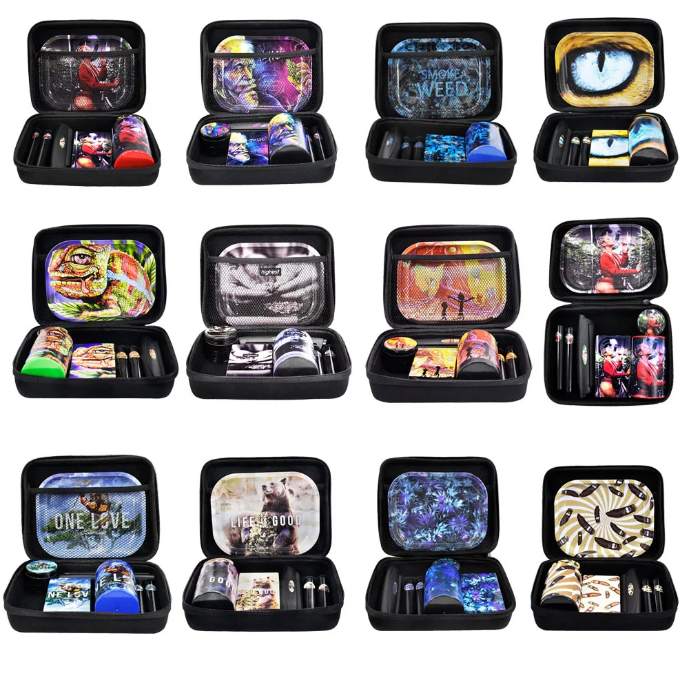 Tobacco Kit Metal Rolling Tray Plastic Airtight Herb Container Zinc Alloy Smoking Grinder With Tobacco Bag Rolling Machine Set
Tobacco Kit Metal Rolling Tray Plastic Airtight Herb Container Zinc Alloy Smoking Grinder With Tobacco Bag Rolling Machine Set