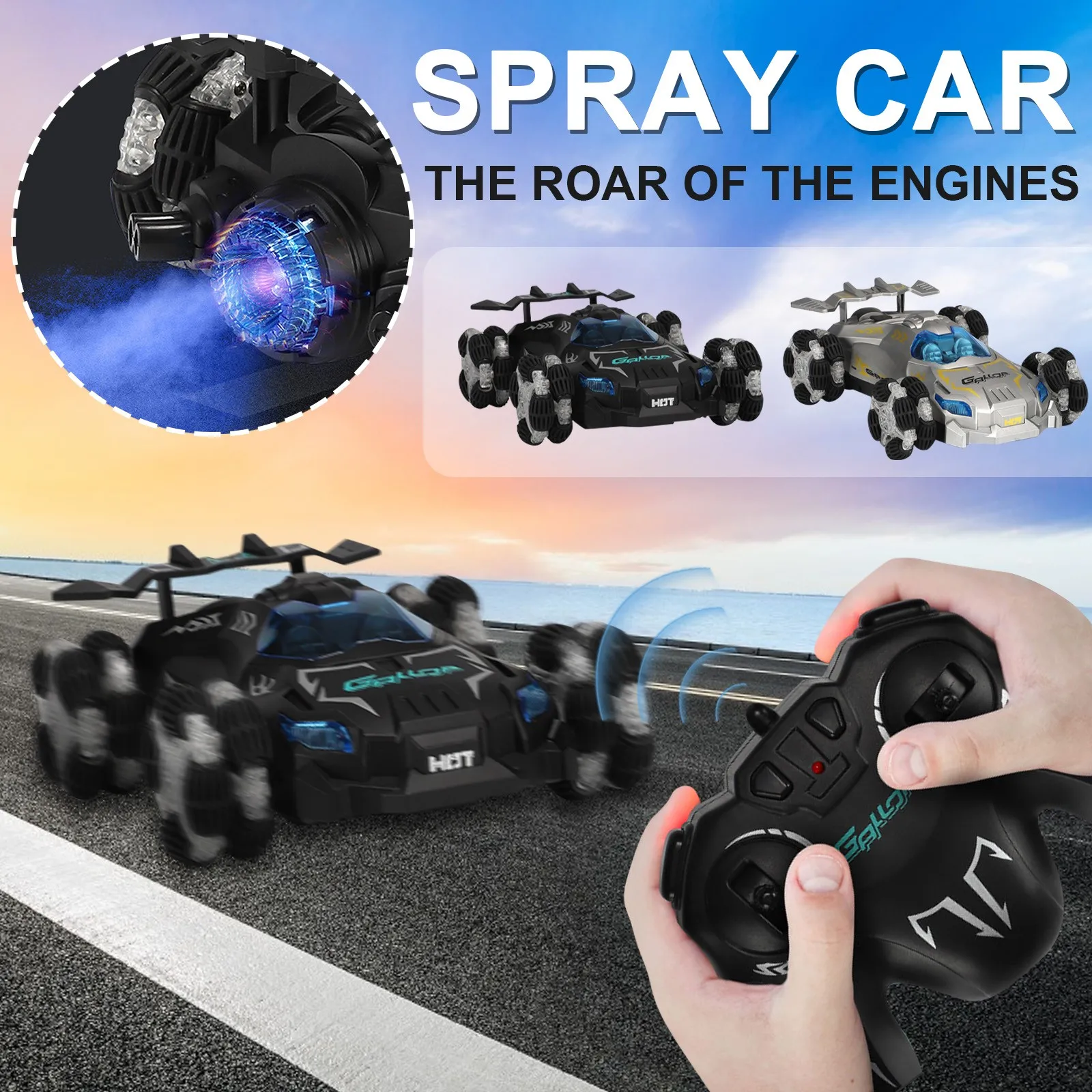 Remote Controlled Car 2.4GHz Racing RC Car LED Light 360° Rolling Drift Spray Car
Remote Controlled Car 2.4GHz Racing RC Car LED Light 360° Rolling Drift Spray Car