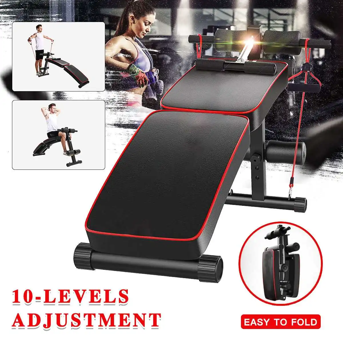 Folding Sit Up Bench with Elastic Band Abdominal Exercise Adjustable Press Weight Gym Home Workout Bodybuilding Equitment Tools
Folding Sit Up Bench with Elastic Band Abdominal Exercise Adjustable Press Weight Gym Home Workout Bodybuilding Equitment Tools