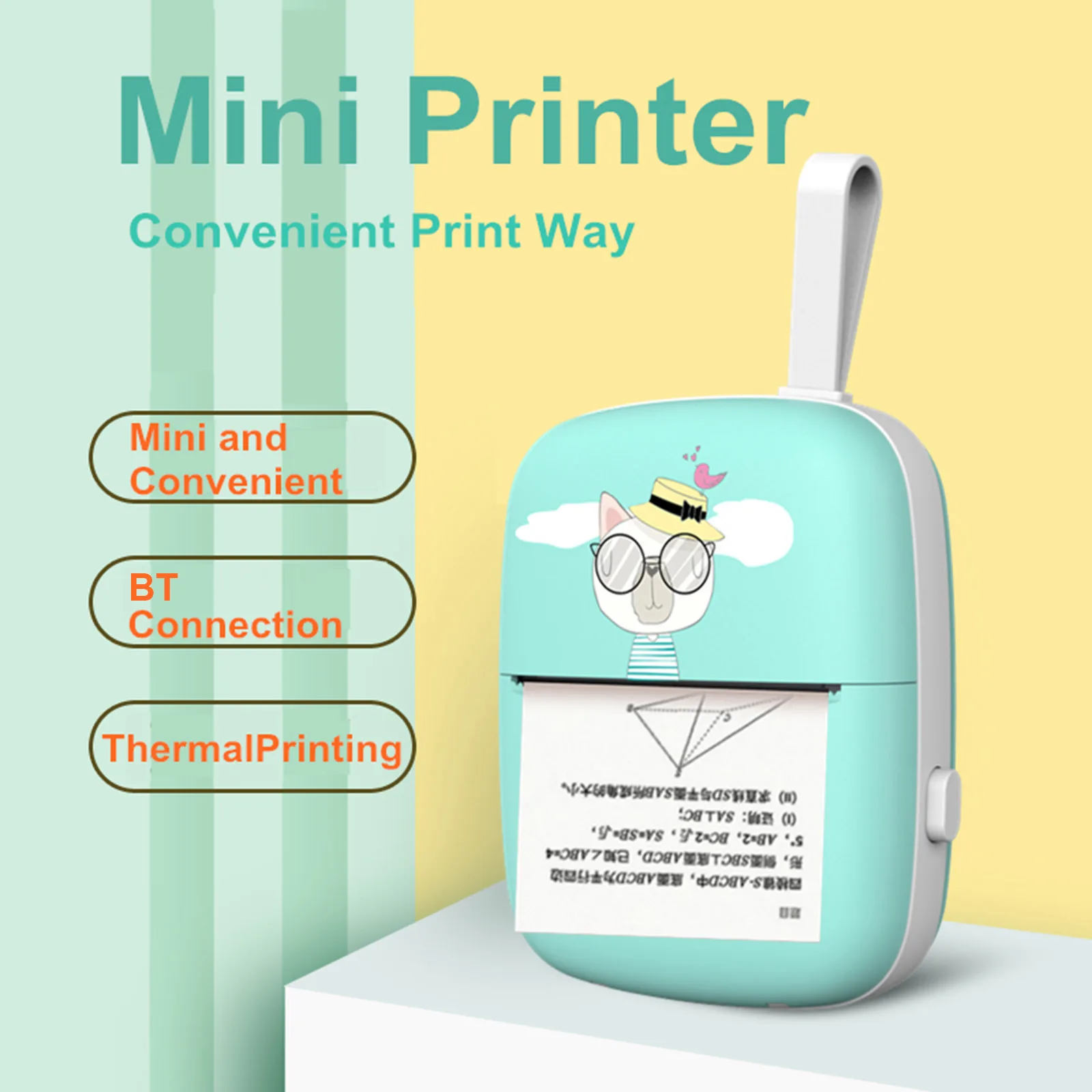 Portable Mini Thermal Printer 55mm Wireless Bluetooth Printer for Printing Photo Memo Label for Android iOS Smartphone
Portable Mini Thermal Printer 55mm Wireless Bluetooth Printer for Printing Photo Memo Label for Android iOS Smartphone