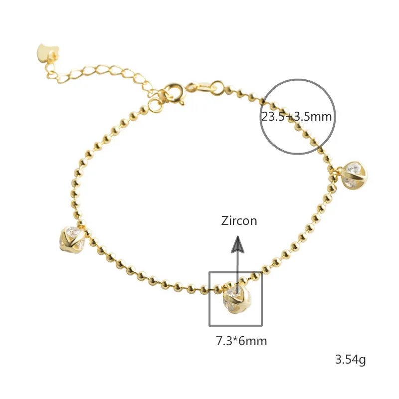 Flyleaf Gold Bead Chain Real 925 Sterling Silver Bracelets For Women Cubic Zirconia Fashion Fine Jewelry Bracelets & Bangles
Flyleaf Gold Bead Chain Real 925 Sterling Silver Bracelets For Women Cubic Zirconia Fashion Fine Jewelry Bracelets & Bangles