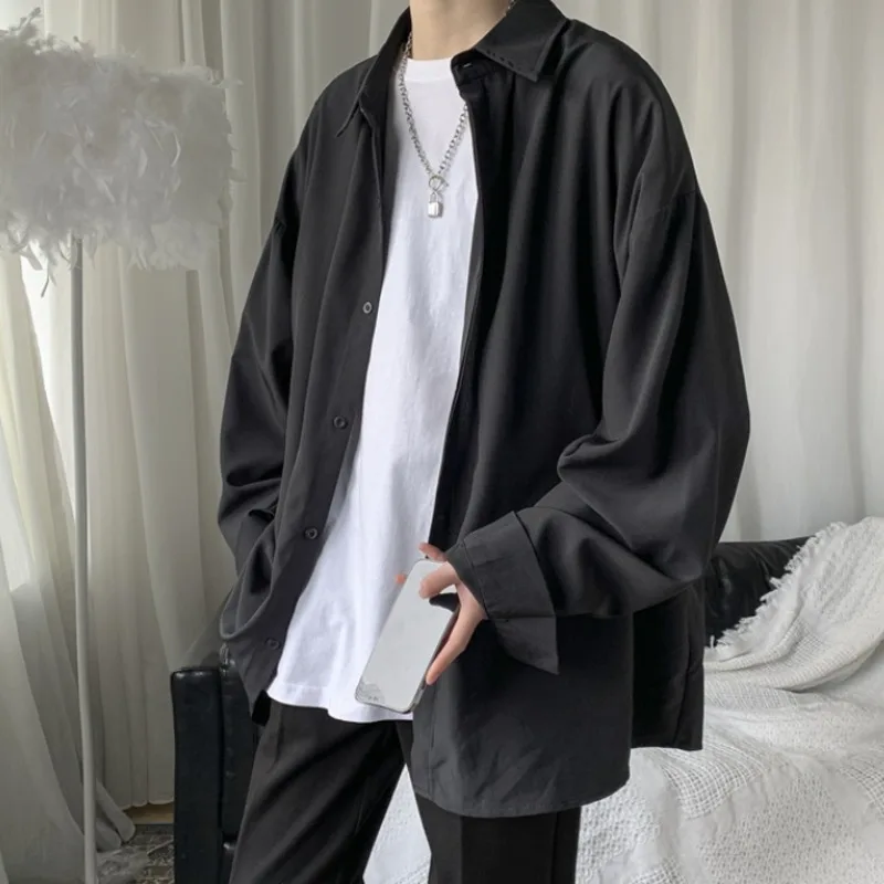 2021 Solid Color Ice Silk Shirt Men Korean Fashion Loose Business Casual Shirt Men Harajuku Streetwear Long-sleeved Shirt Men
2021 Solid Color Ice Silk Shirt Men Korean Fashion Loose Business Casual Shirt Men Harajuku Streetwear Long-sleeved Shirt Men