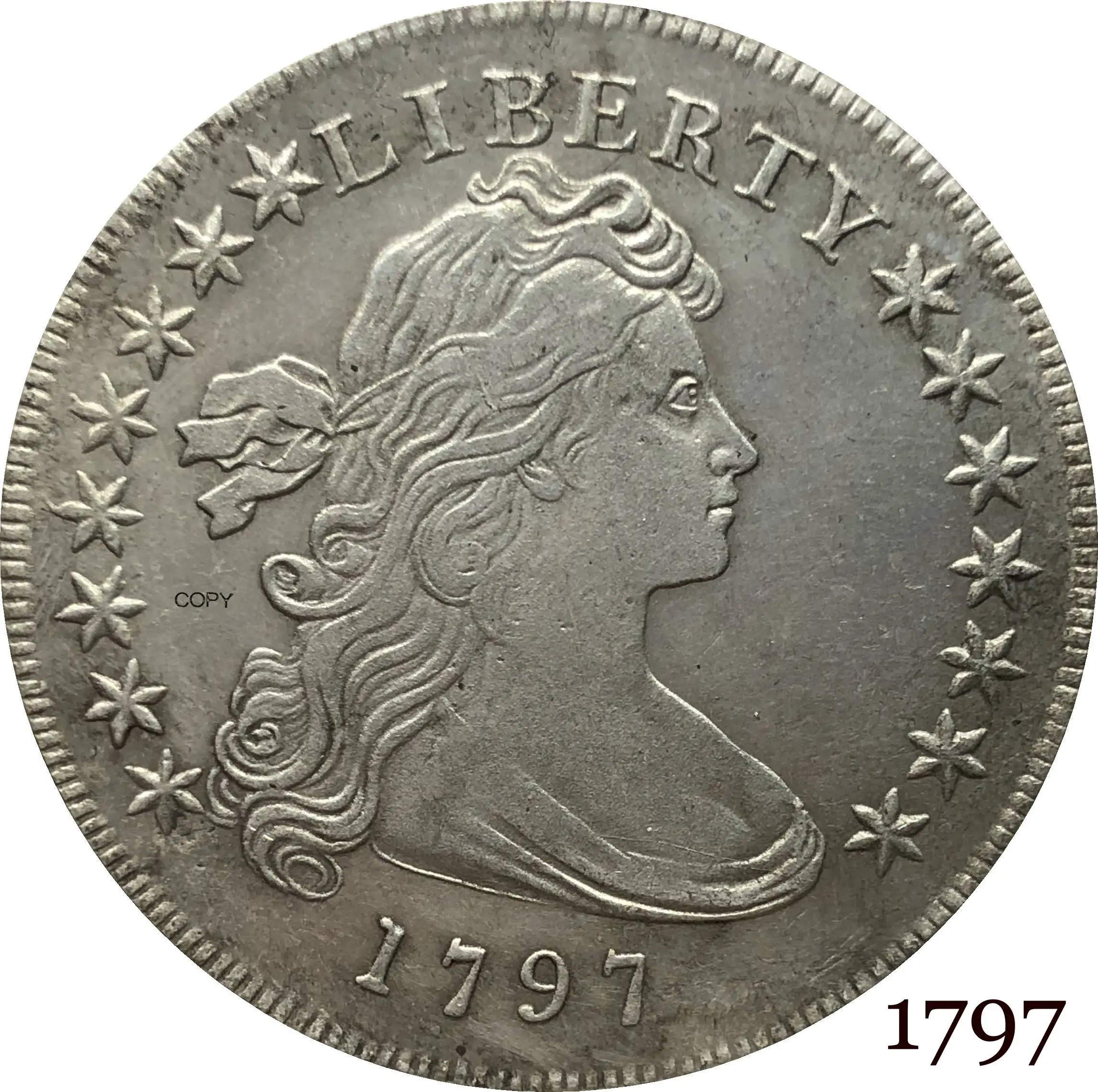 United States Of America Coin 1797 Liberty Draped Bust One Dollar Small Eagle Cupronickel Silver Plated Copy Coins
United States Of America Coin 1797 Liberty Draped Bust One Dollar Small Eagle Cupronickel Silver Plated Copy Coins