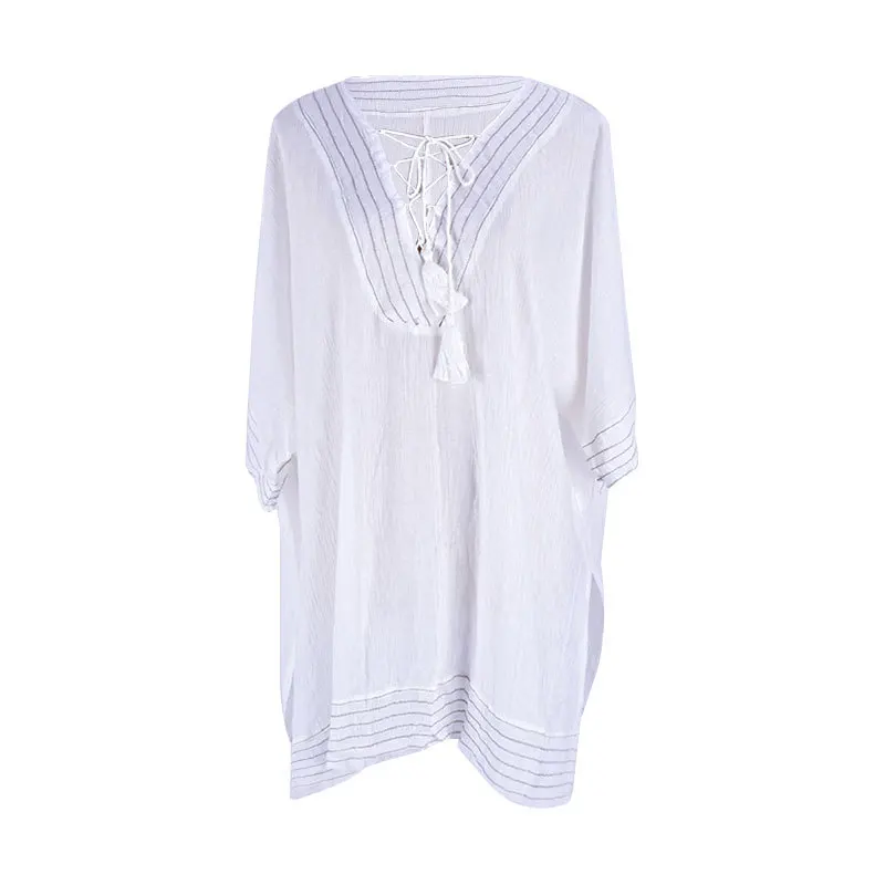 2021 Summer Sexy V-neck Bathing Suit Cover Ups Loose Plus Size White Mini Dress Bikini Cover Up Sun Protection Vestidos Female
2021 Summer Sexy V-neck Bathing Suit Cover Ups Loose Plus Size White Mini Dress Bikini Cover Up Sun Protection Vestidos Female