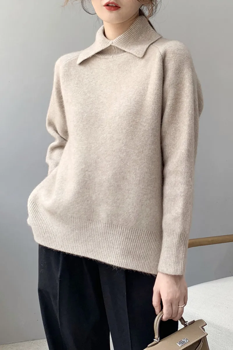 2020 New Autumn Winter Pullover Loose Turn Down Collar Solid Thickened Coat Sweater Women
2020 New Autumn Winter Pullover Loose Turn Down Collar Solid Thickened Coat Sweater Women
