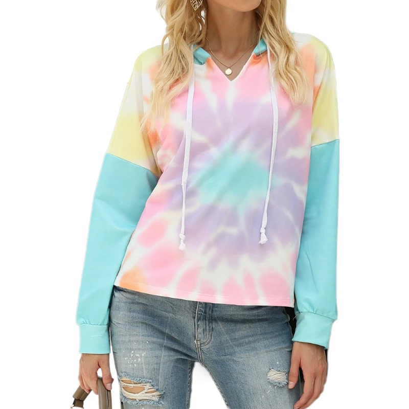 Women Long Sleeve Drawstring Hoodie Color Block Tie-Dye V-Neck Loose Sweatshirt BX0B
Women Long Sleeve Drawstring Hoodie Color Block Tie-Dye V-Neck Loose Sweatshirt BX0B