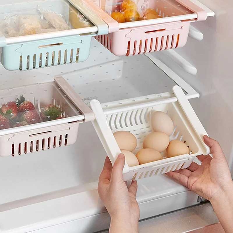 

Adjustable Retractable Refrigerator Drawer Basket Organizer Bin Storage Box Fresh-Keeping Basket Fresh Spacer Layer Storage Rack