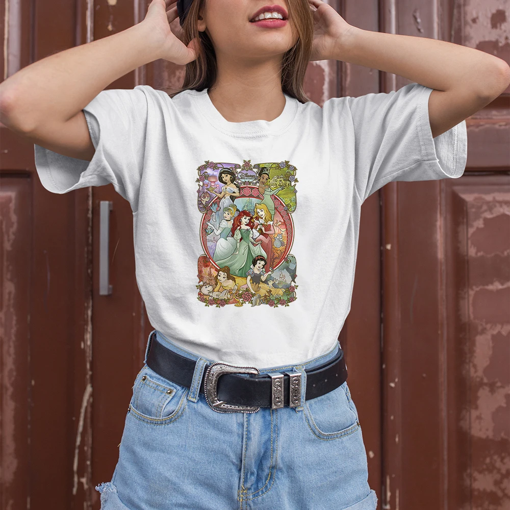 Disney Summer New Products Fashion Women T-shirts Kawaii Princess Cartoon Pattern Harajuku Casual Top Color T Shirts Female Cute
Disney Summer New Products Fashion Women T-shirts Kawaii Princess Cartoon Pattern Harajuku Casual Top Color T Shirts Female Cute