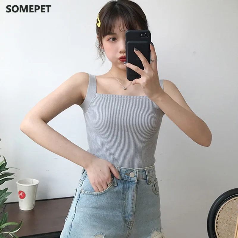 Women's Fashion Sexy Square Collar Solid Color Sleeveless Pullover Knitted Crop Tank Top Drop New
Women's Fashion Sexy Square Collar Solid Color Sleeveless Pullover Knitted Crop Tank Top Drop New