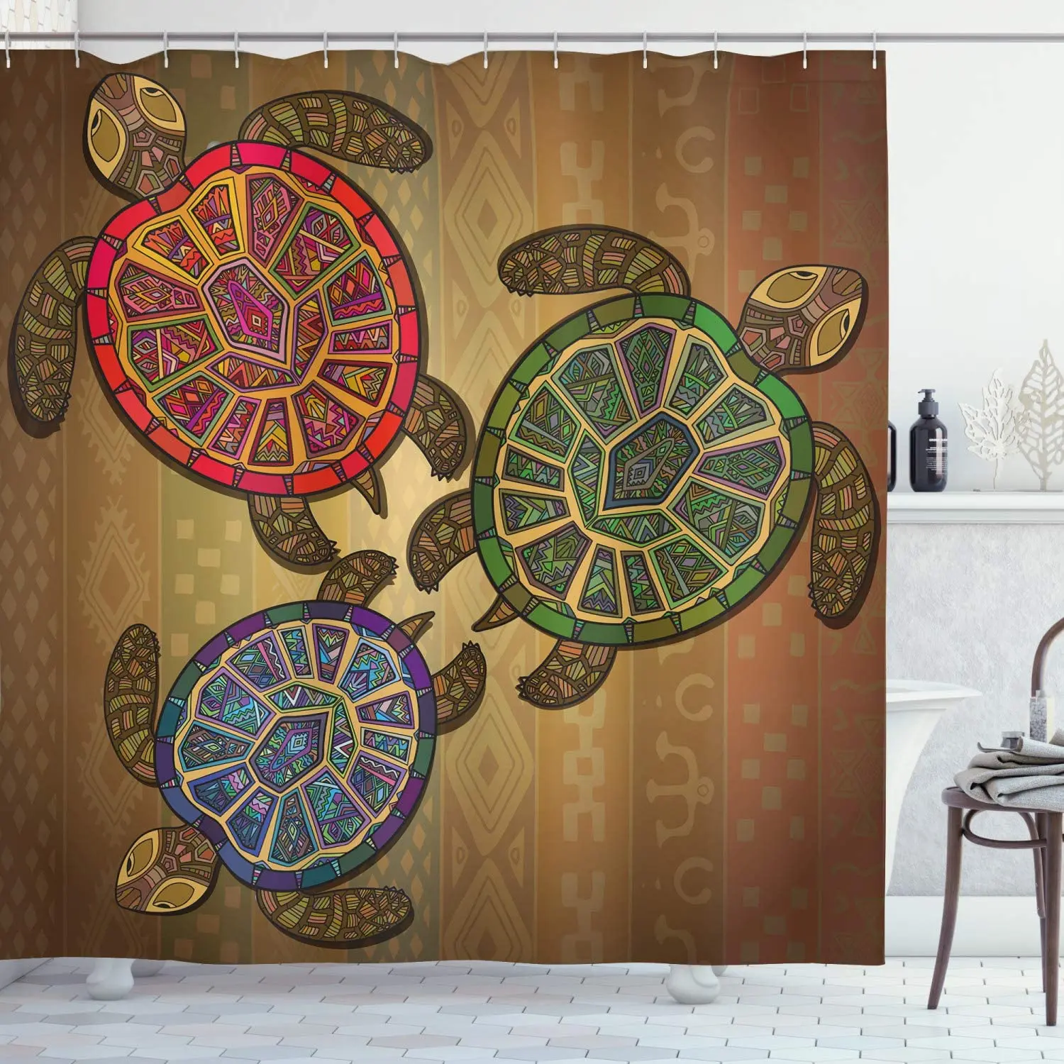 Ocean Turtles Ethic Style Animals Geometric Vibrant Ocean Theme Artwork Print, Cloth Fabric Bathroom Decor Set
Ocean Turtles Ethic Style Animals Geometric Vibrant Ocean Theme Artwork Print, Cloth Fabric Bathroom Decor Set